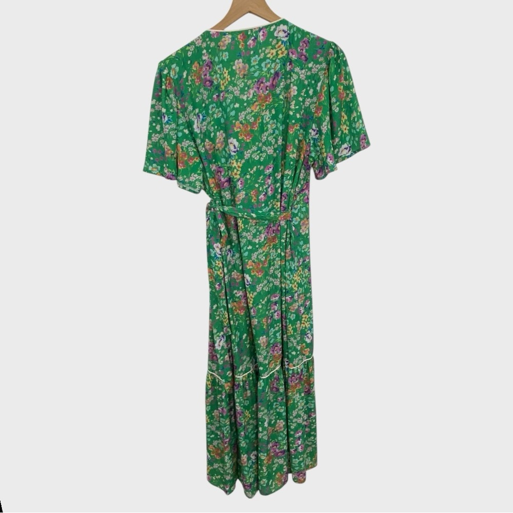 La Roque Green Meadow Floral Wren Wrap Dress Size XL - Picture 6 of 8